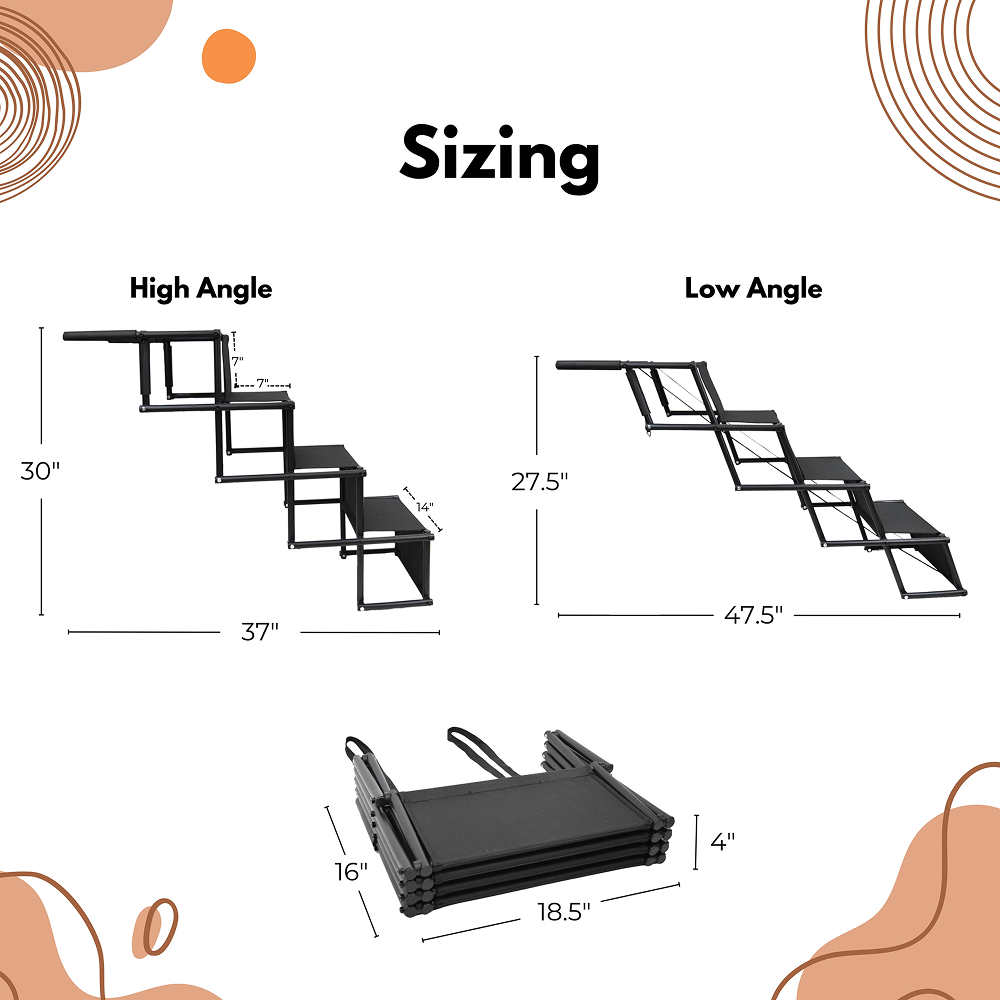 FurryLiving Foldable Pet Stair Ramp for Dogs and Cats (Black) Both-Furniture FurryLiving Dropship
