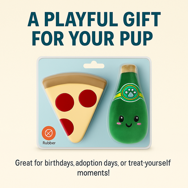 Talking Dog Club Pizza with Perrier Party Combo Plush Toy for Dogs (Red and Green)