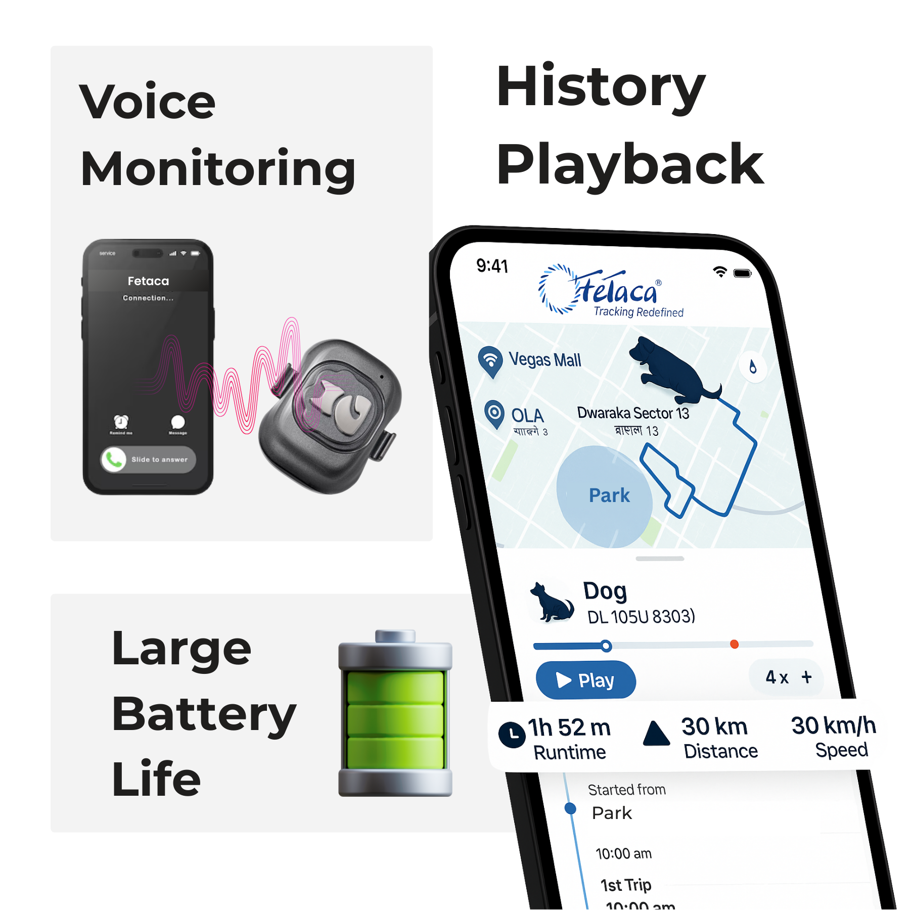 FeTaca G16 Smart 4G GPS Waterproof Mini Collar Tracker with Free 12 Month Tracking & App Subscription for Dogs and Cats (Grey) Both-Collar, Leashes, harnesses FeTaca Dropship