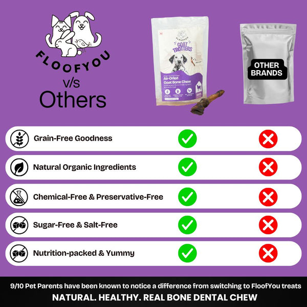FloofYou Air Dried Goat Trotter Bone Chew Dog Treats