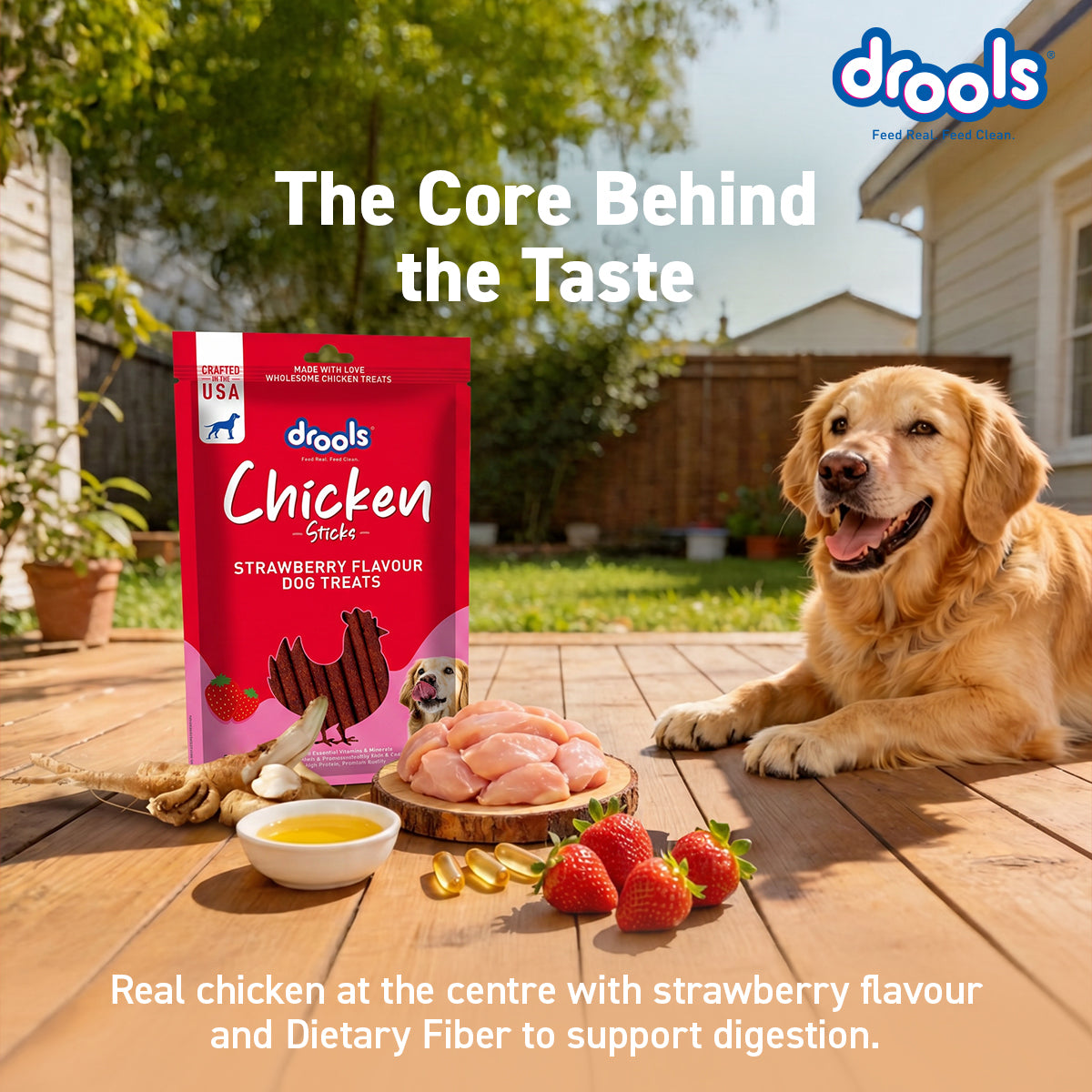 Drools Strawberry Flavour Chicken Sticks Treat for Dogs Dog Treats + Others Drools