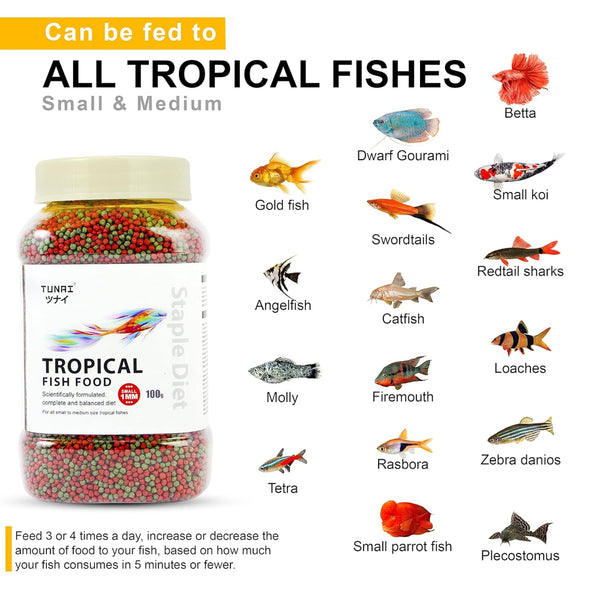 Tunai Tropical 1.2mm Floating Pellets Adult Small and Medium Fish Dry Food