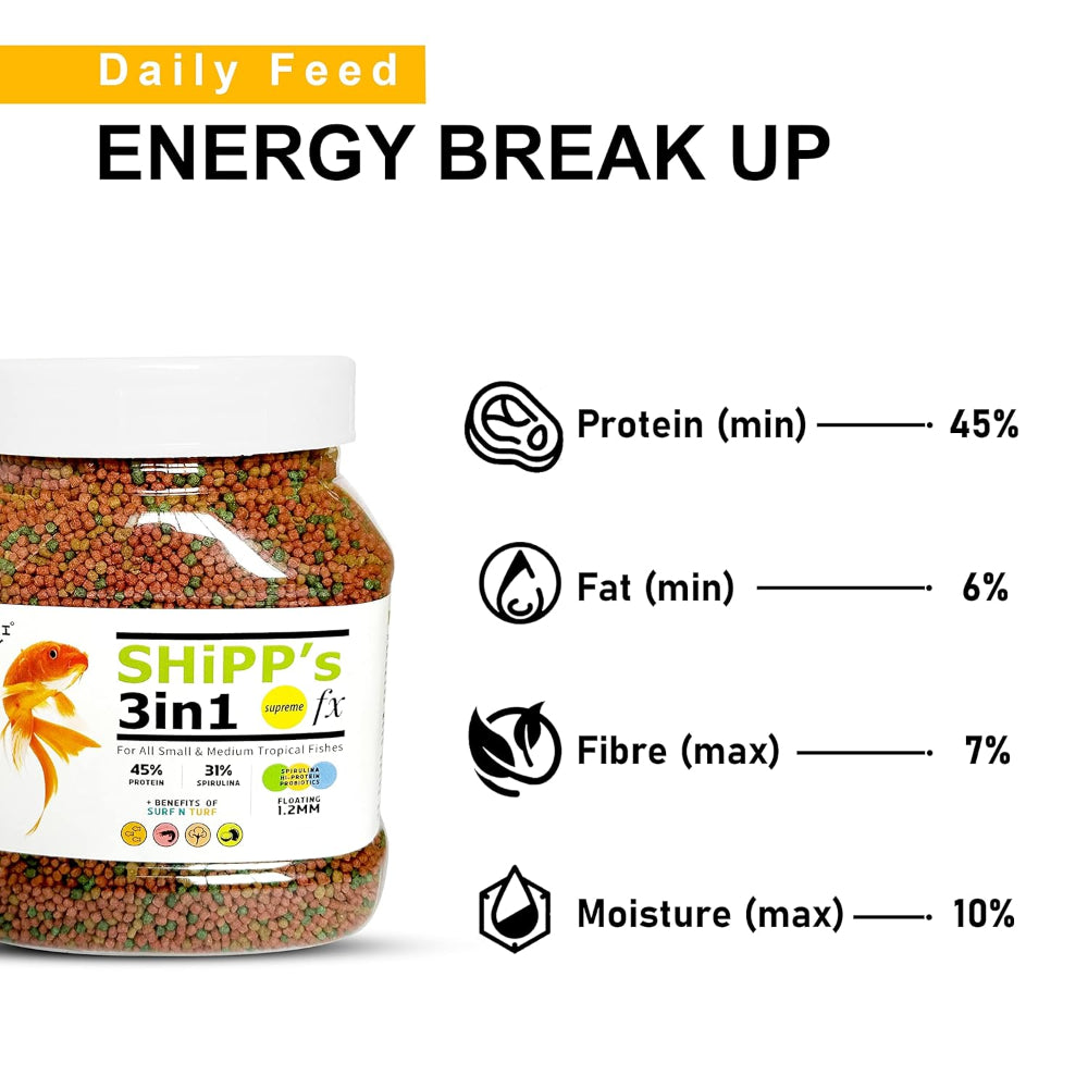 Tunai Shipp's 3in1 Pellets Small and Medium Adult Fish Food Fish Tunai