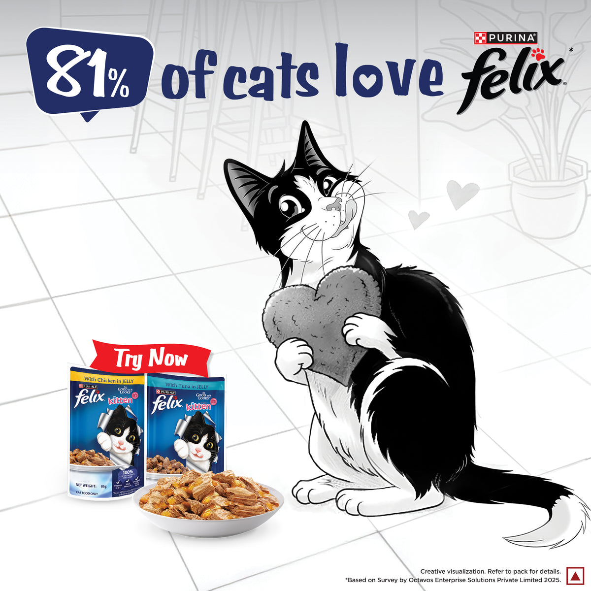 Purina Felix with Chicken in Jelly Complete and Balanced Kitten Cat Wet Food Cats-Wet Food Felix