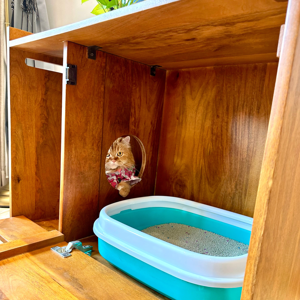 FurryLiving Lulu Litter Cabinet for Cats (Honey) Cats-Furniture FurryLiving Dropship