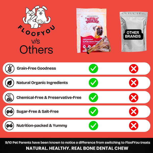 Floofyou Air Dried Buffalo Shoulder Bone Dental Chew Dog Treats