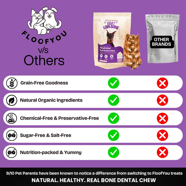 Floofyou Air Dried Goat Loin Bone Dental Chew Dog Treats