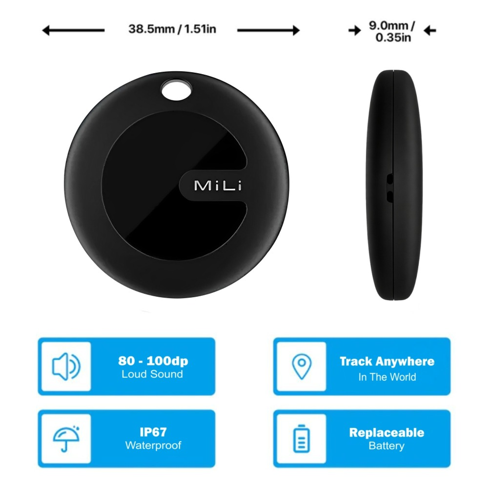 Mitag Duo Anti Loss Device for Dogs and Cats (Black) | IOS & Android Both-Collar, Leashes, harnesses Mitag Dropship