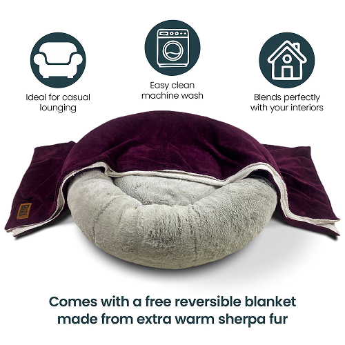 Petter World Anxiety Relieving Donut Bed for Dogs and Cats (Grey)