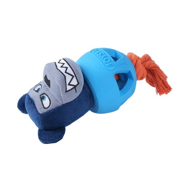 Joyser Cageball Rubber Ball with Bear for Dogs (Dark Blue)