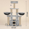 Furrlovers Fur Fabric Cat Tree with Hammocks, Condo & Jute Rope Scratching Posts (Grey) Cats-Toys Furrlovers Dropship