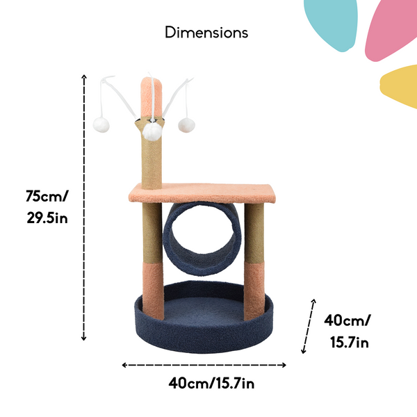 FurryLiving Canyon Multi Level Cat Tree with Tunnel, Toys and Scratching Post for Cats and Kittens