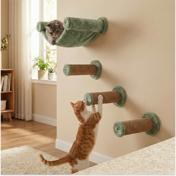 Furrlovers Wall Mounted Hammock with Plush Fabric for Cats (Green)