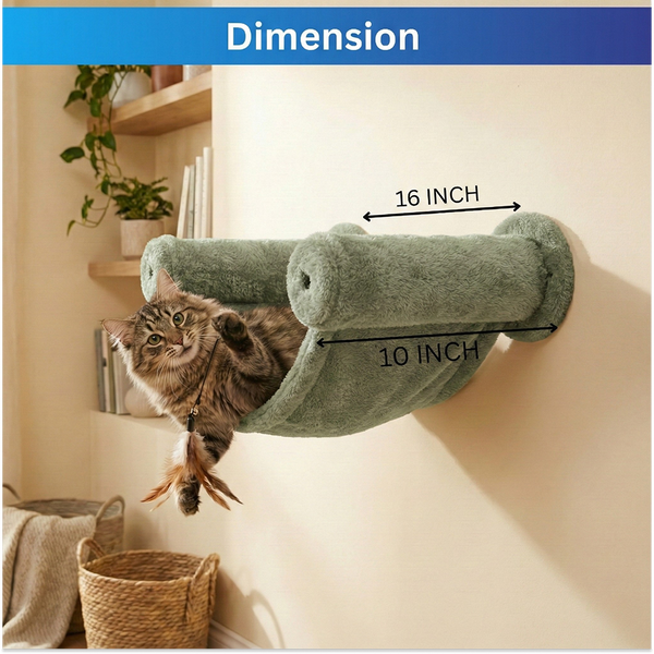 Furrlovers Wall Mounted Hammock with Plush Fabric for Cats (Green)