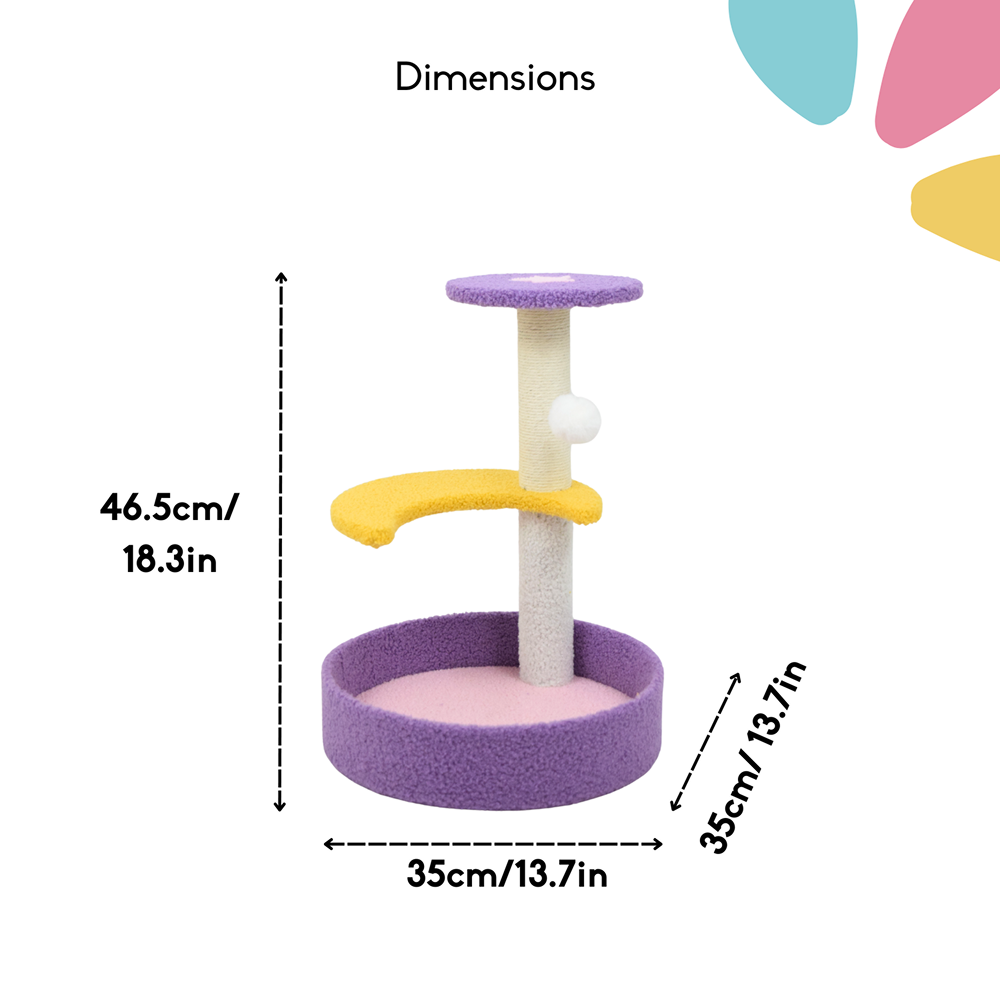FurryLiving Astra 3Level Cat Tree for Cats & Kittens with Scratching Post and Hanging Toy for Cats Cats-Toys FurryLiving Dropship