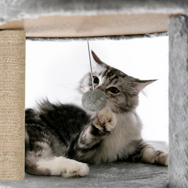 Furrlovers Multi-Level Cat Tree Tower with Scratching Posts, Hammock & Condo (Grey)