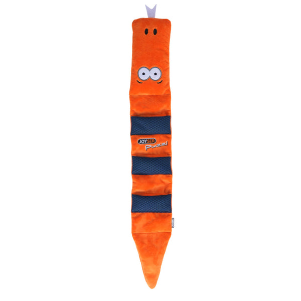 Joyser Puzzl Snake with 9 Squeakers for Dogs (Orange)