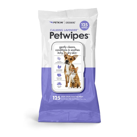 Petkin Calming Lavender Petwipes for Dogs and Cats Both-Grooming Supplies Petkin 125 Wipes
