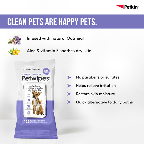 Petkin Calming Lavender Petwipes for Dogs and Cats