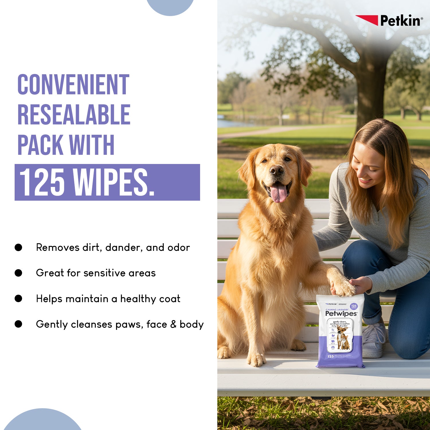 Petkin Calming Lavender Petwipes for Dogs and Cats Both-Grooming Supplies Petkin