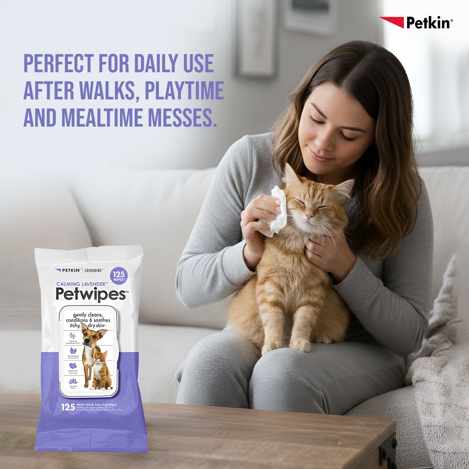 Petkin Calming Lavender Petwipes for Dogs and Cats Both-Grooming Supplies Petkin