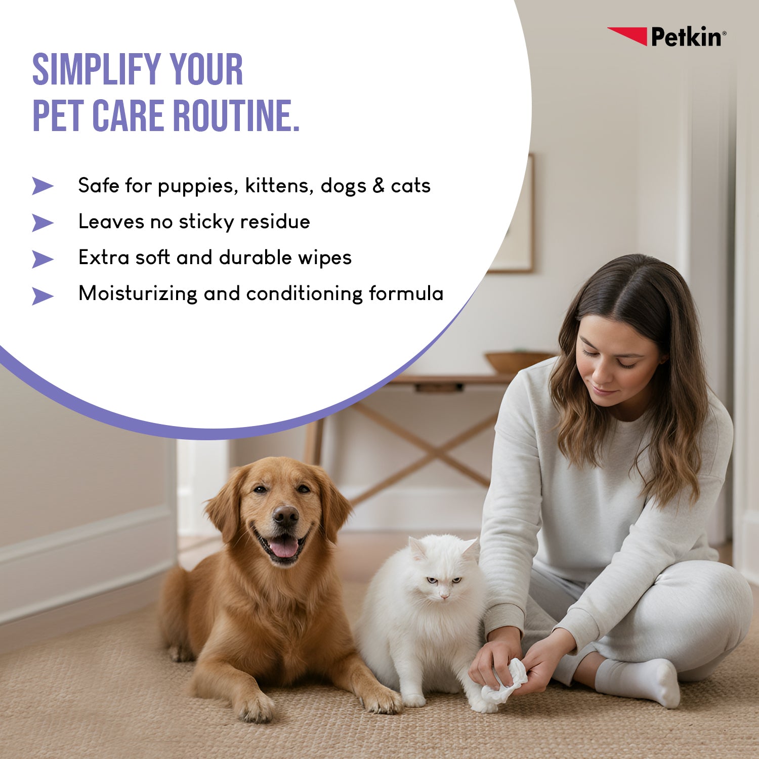 Petkin Calming Lavender Petwipes for Dogs and Cats Both-Grooming Supplies Petkin
