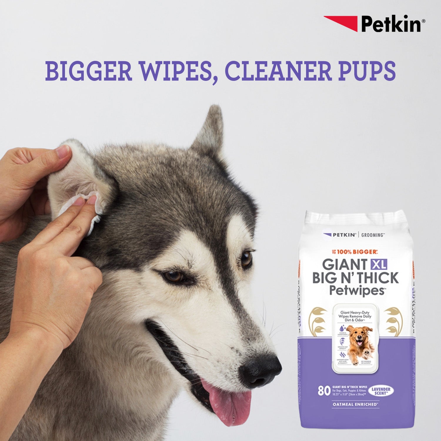 Petkin Gaint Big N' Thick Lavender Scented Petwipes for Dogs and Cats Both-Grooming Supplies Petkin