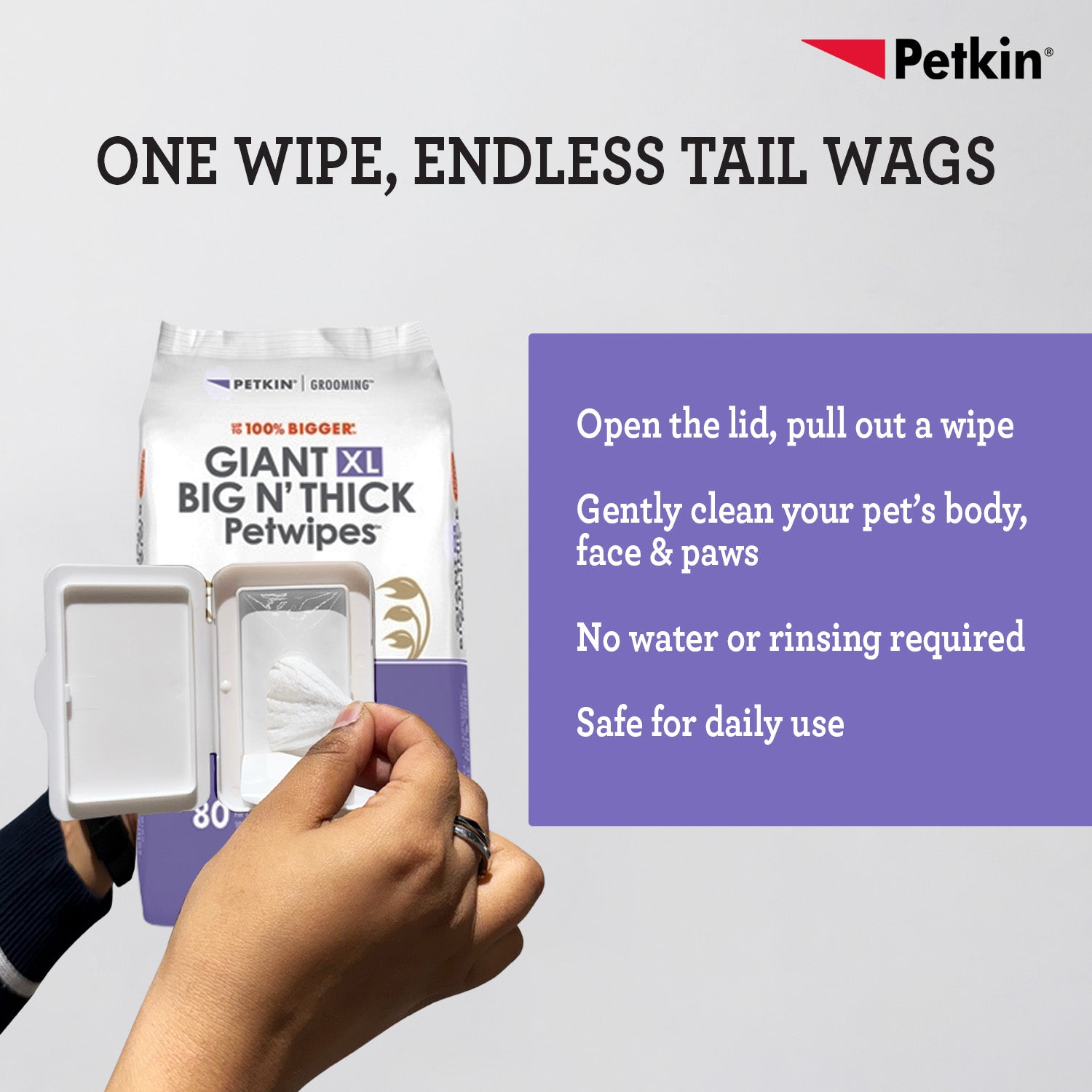 Petkin Gaint Big N' Thick Lavender Scented Petwipes for Dogs and Cats Both-Grooming Supplies Petkin