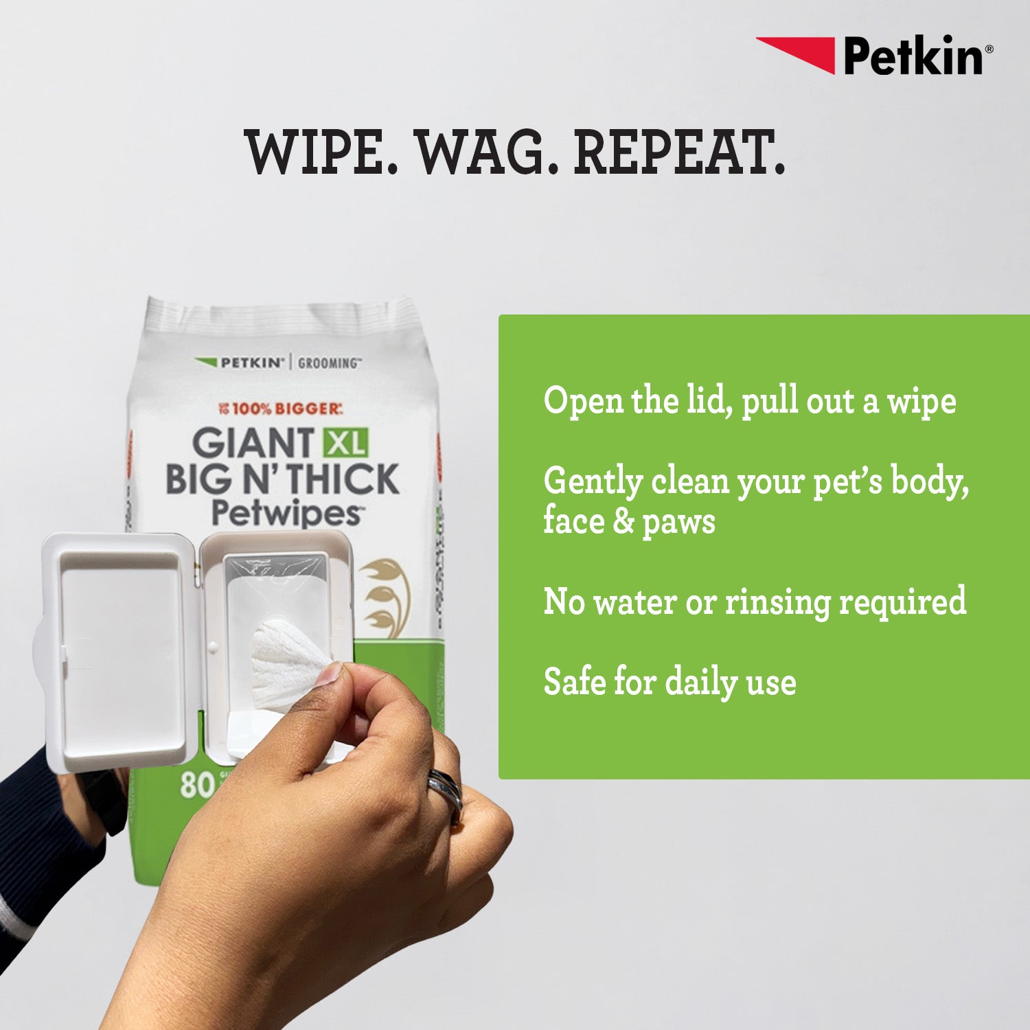 Petkin Gaint Big N' Thick Unscented Petwipes for Dogs and Cats Both-Grooming Supplies Petkin