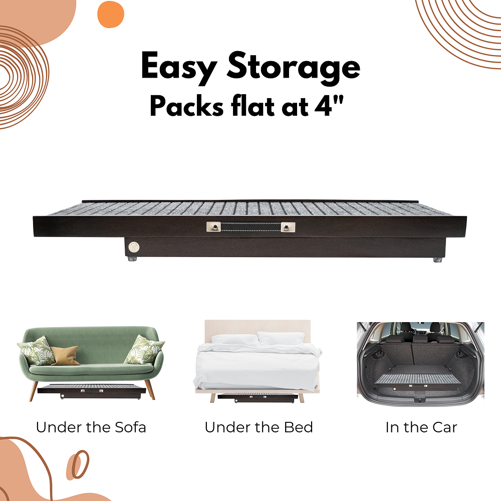 FurryLiving Wooden Ramp for Dogs and Cats (Dark Brown) Both-Furniture FurryLiving Dropship