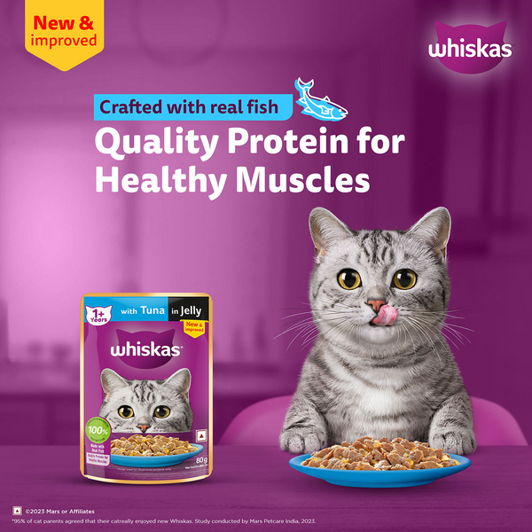 Whiskas Tuna in Jelly, Chicken and Salmon in Gravy Meal Adult Cat Wet Food