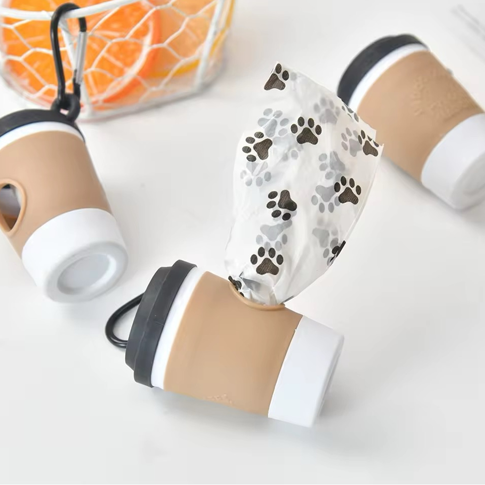 Talking Dog Club Coffee Cup Poop Bag Holder for Dogs and Cats (Brown/White) Dogs-Health & Wellness Talking Dog Club Dropship