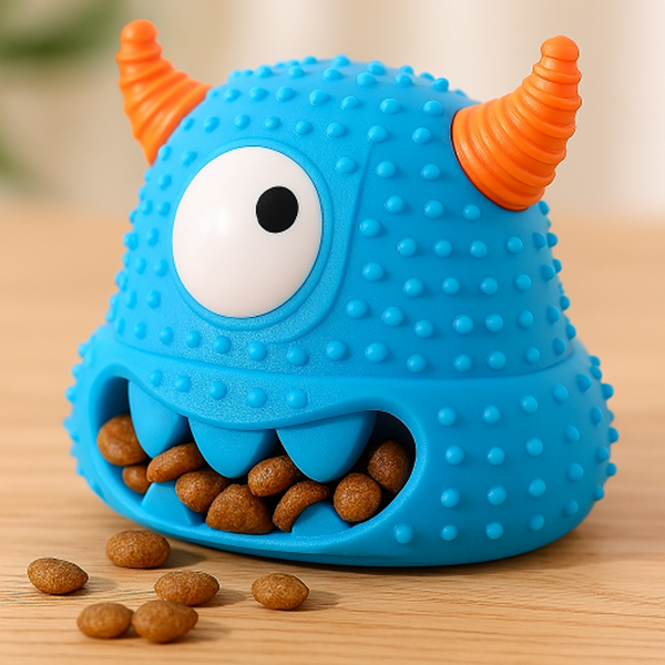 Talking Dog Club Monster Head Tough Rubber Chew Toy for Dogs (Blue)