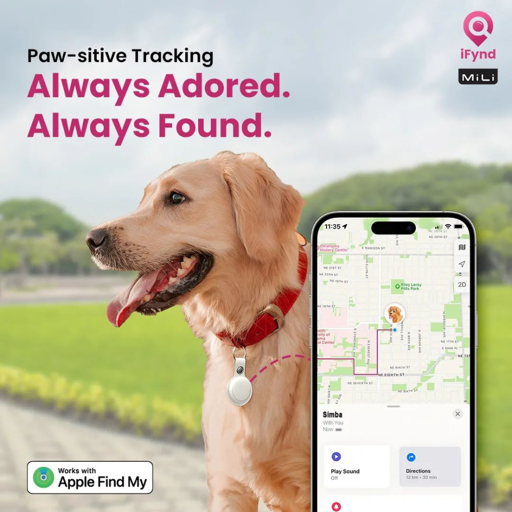 Mitag Anti Loss Device with Keychain for Dogs and Cats (Black) | IOS Both-Collar, Leashes, harnesses Mitag Dropship