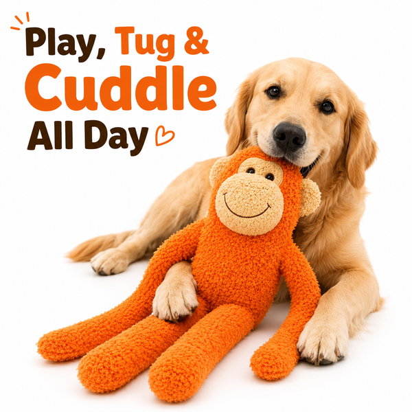 Talking Dog Club Monkey Trouble Reinforced Fabric Plush & Rope Toy for Dogs