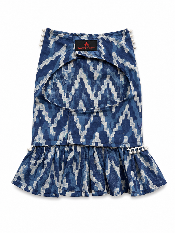 Pawgypets Cotton Dress for Dogs (Indigo)