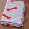 Talking Dog Club Bone Print Viscose Blanket for Dogs (Grey and Red Bone) Both-Bedding, Mats & Travel Supplies Talking Dog Club Dropship
