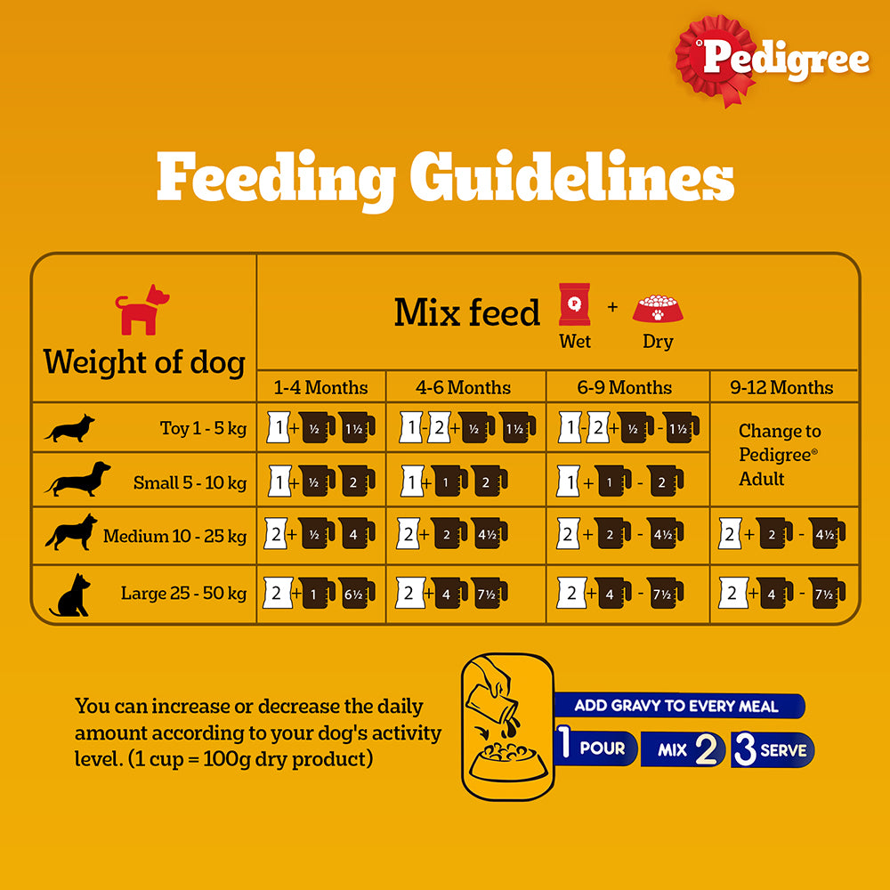 Pedigree Chicken Chunks in Gravy Pouch Puppy Dog Wet Food (70g)