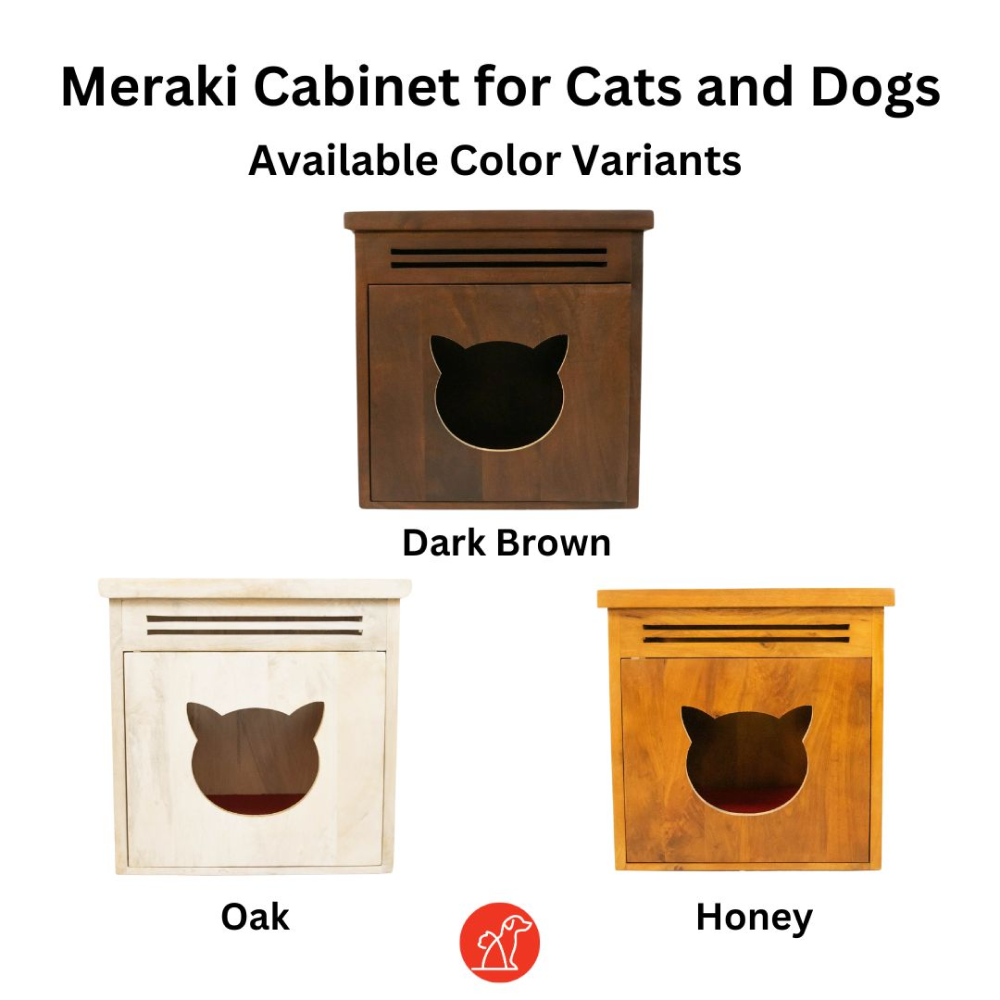 FurryLiving Meraki Cabinet with Cushion for Small Dogs and Cats (Dark Brown)