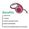 Healing Leaf Retractable Leash for Dogs and Cats (Pink) Dogs-Collar, Leashes, harnesses Healing Leaf