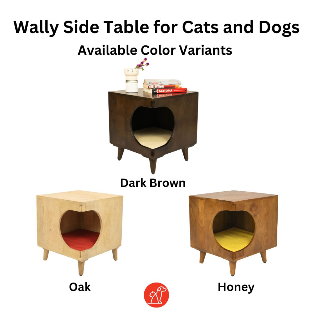 FurryLiving Wally Side Table with Cushion for Small Dogs and Cats (Dark Brown)