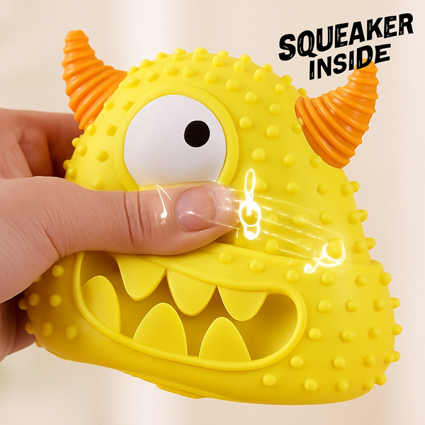 Talking Dog Club Monster Head Tough Rubber Chew Toy for Dogs (Yellow)