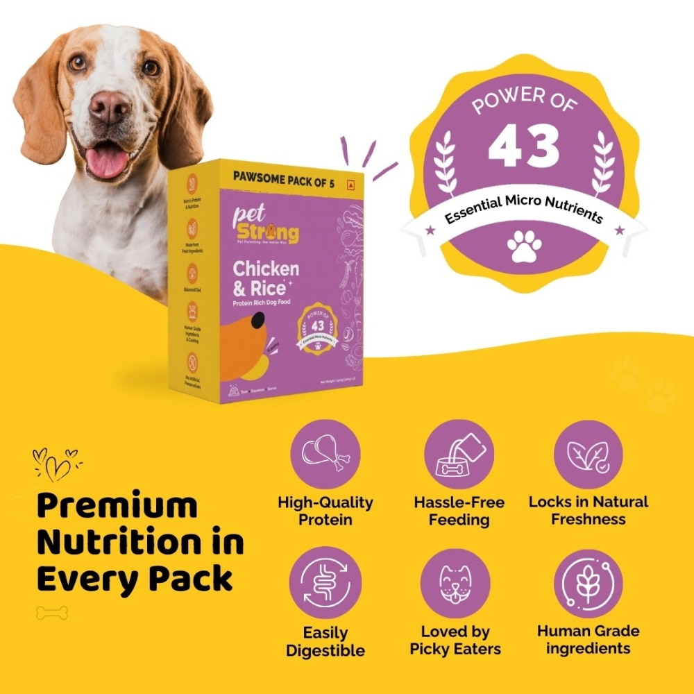 PetStrong Chicken and Rice Fresh Food and 2.2 Meal Protein Booster for Dogs Combo Dogs-Wet Food PetStrong