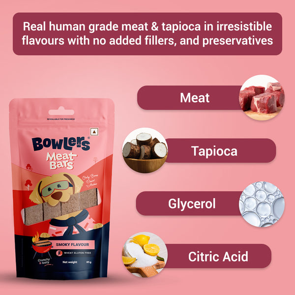 Bowlers Smoked Flavour Meat Bars Dog Treats