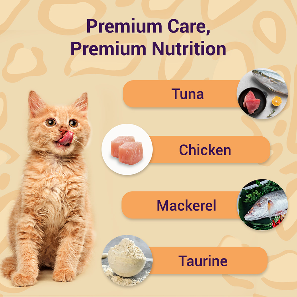 Purrfeto Chicken & Salmon Dry and Mackerel in Gravy Adult Cat Wet Food Combo Exclusive Combo Purrfeto