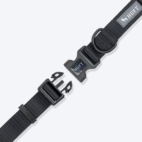HUFT Classic D Ring Collar for Dogs (Coal Black)