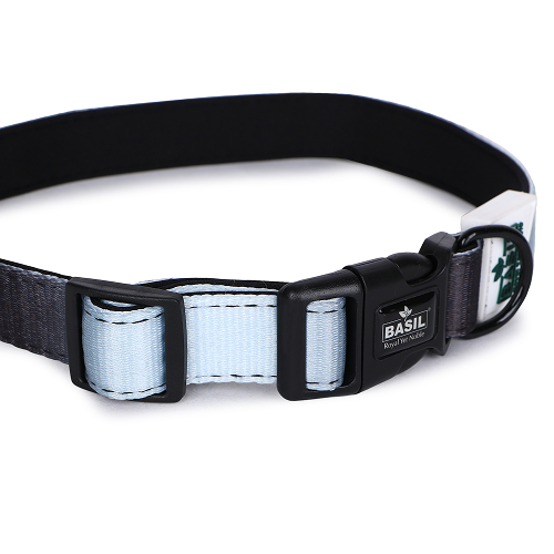 Basil Adjustable Padded Collar for Dogs (Black/Gray)