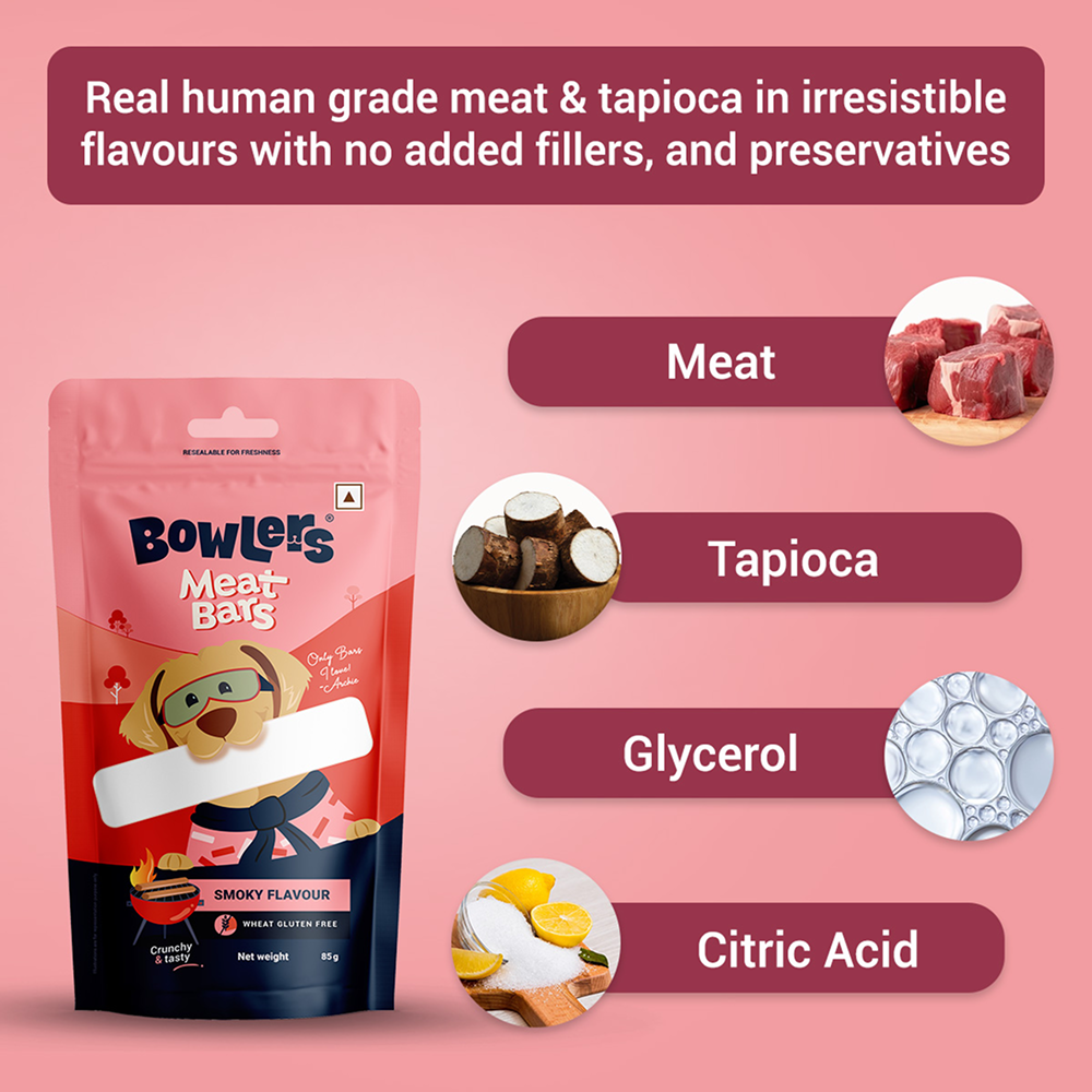Bowlers Smoked Flavour Meat Bars Dog Treats Dog Treats + Others Bowlers