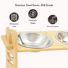FurryLiving Modo Elevated Adjustable Bamboo Pet Feeder with 2 Bowls for Dogs and Cats Both-Bowls & Feeders FurryLiving Dropship