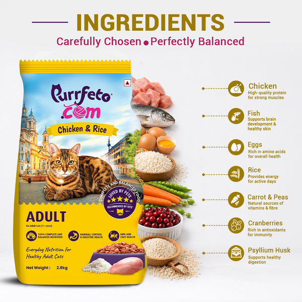 Purrfeto.com Chicken and Rice Adult Cat Dry Food